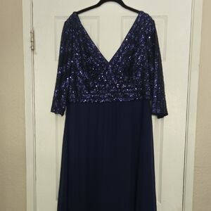Ever Pretty Navy Sequin Long Sleeve Dress